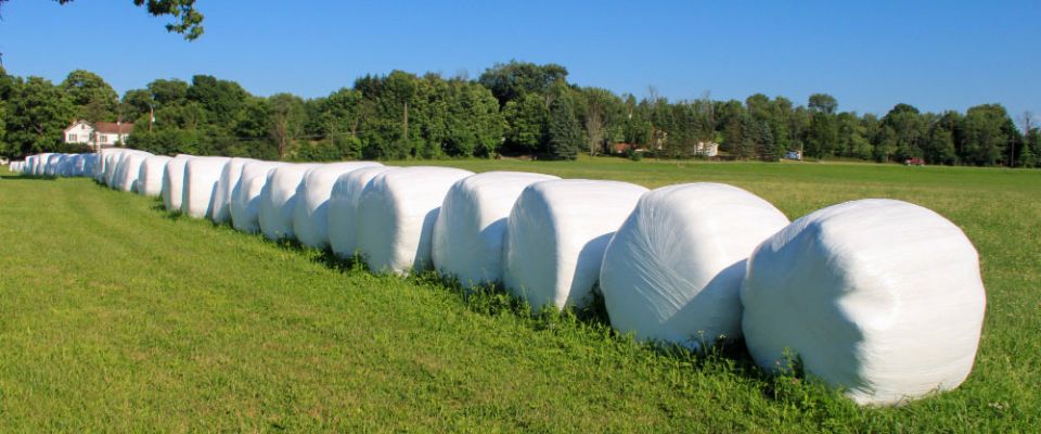 Agricultural Stretch Wrap in use with hay